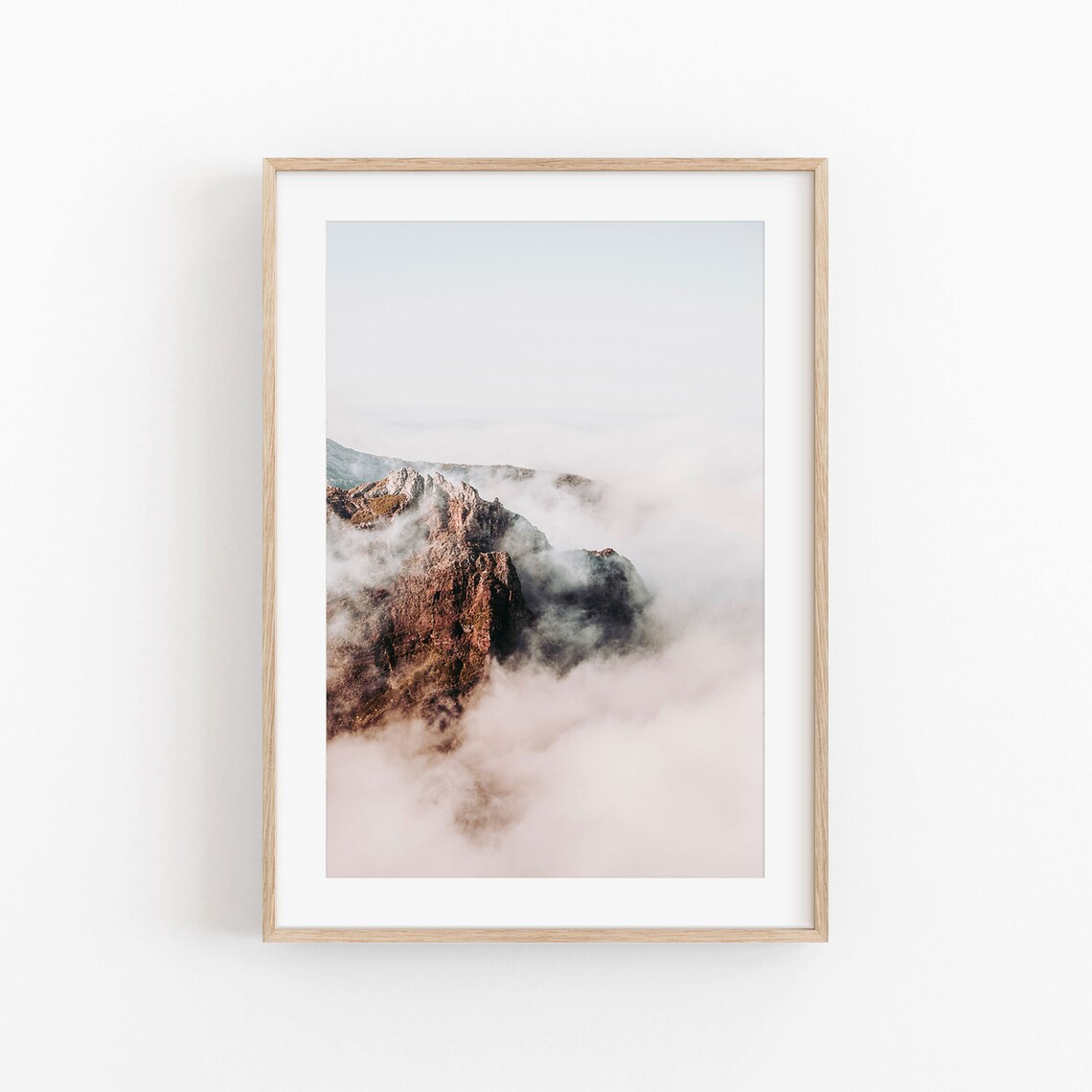 Fog Tree Mountain Nature Art Print, Forest Landscape