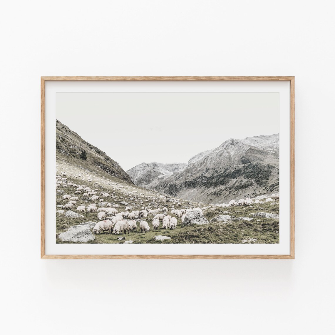 Wild Nature Sheep Mountain Art Print, Minimalist
