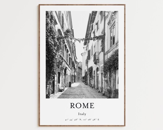 Rome Italy Cityscape Black and White Travel Poster
