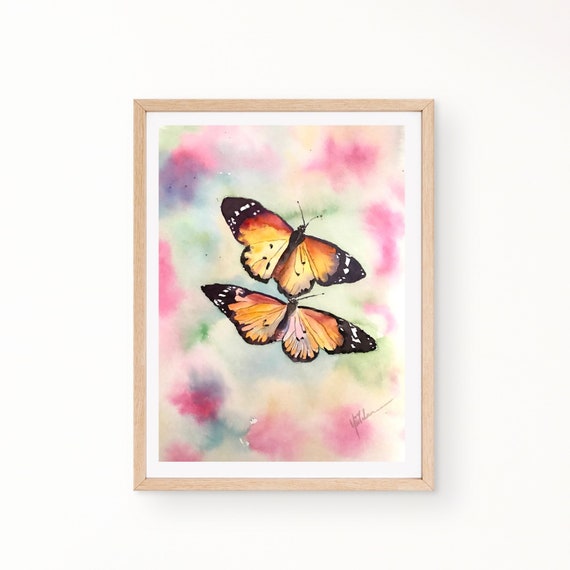 Butterflies Original Watercolor Painting Gift For Her Butterfly Wall Art Wall Decor Butterfly Aquarelle Original 10x14 In