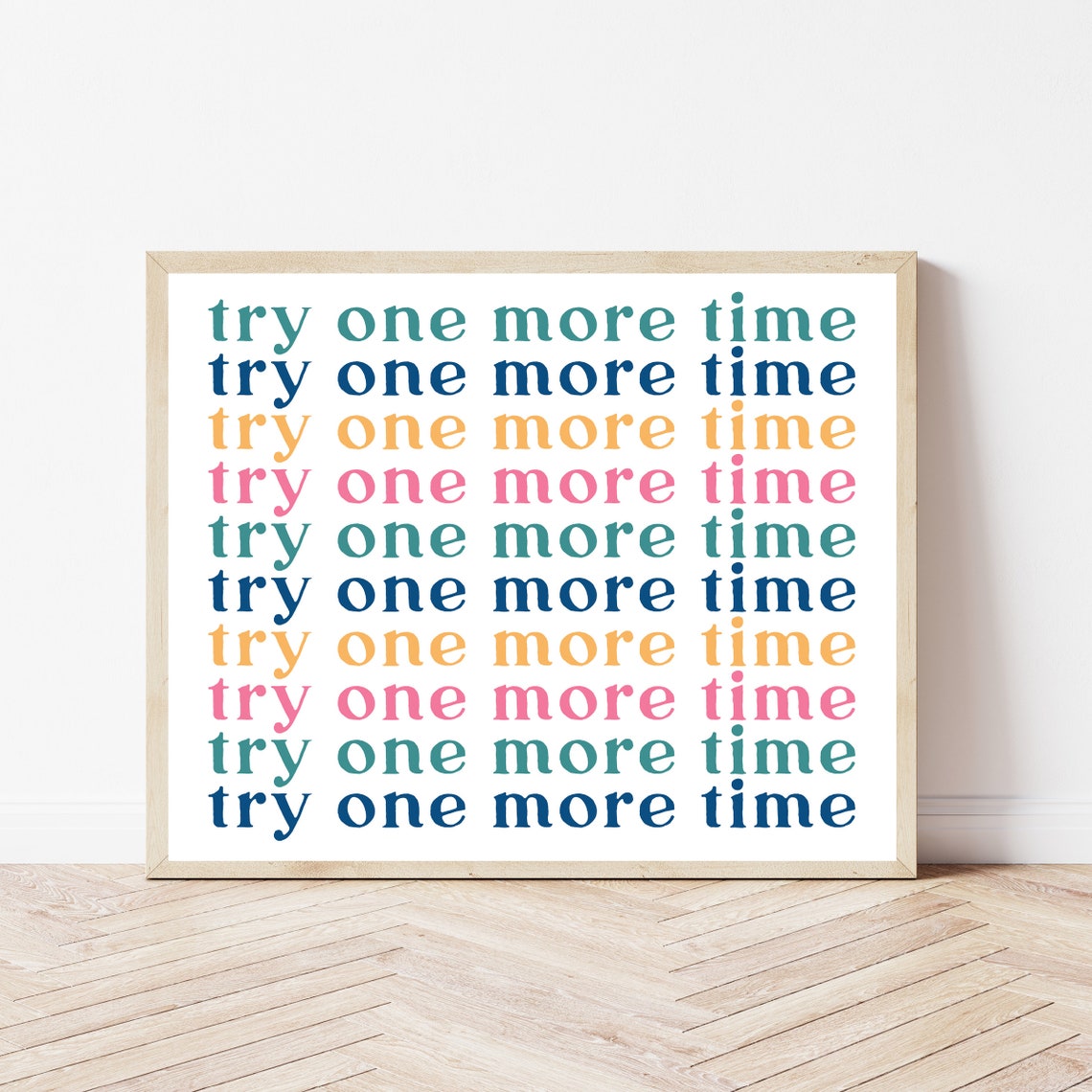 Try One More Time Colorful Repeating Classroom Motivation Poster