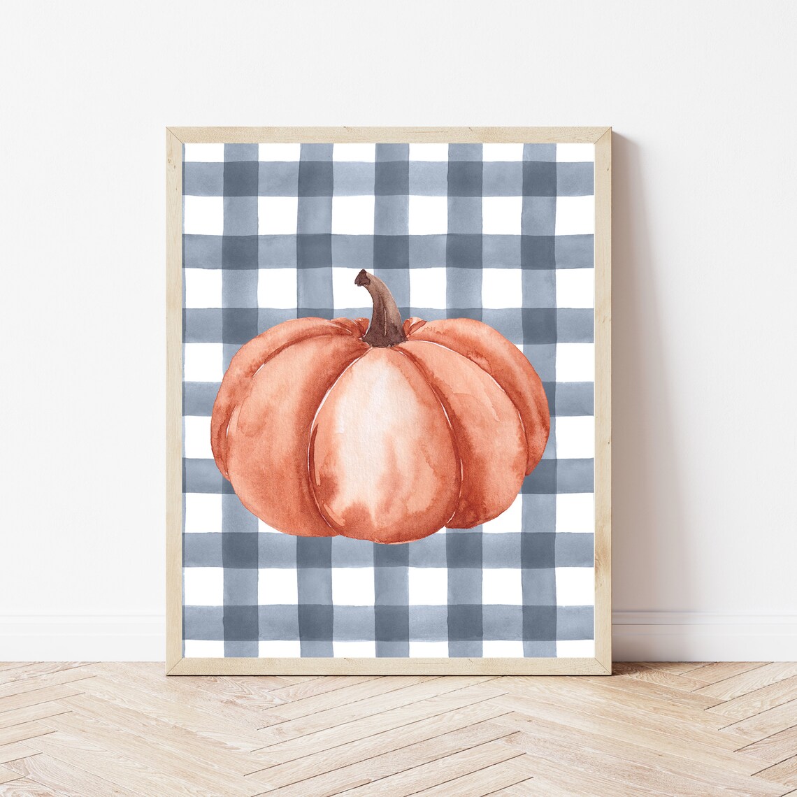 Farmhouse Halloween Sign, Buffalo Plaid Pumpkin Art Print