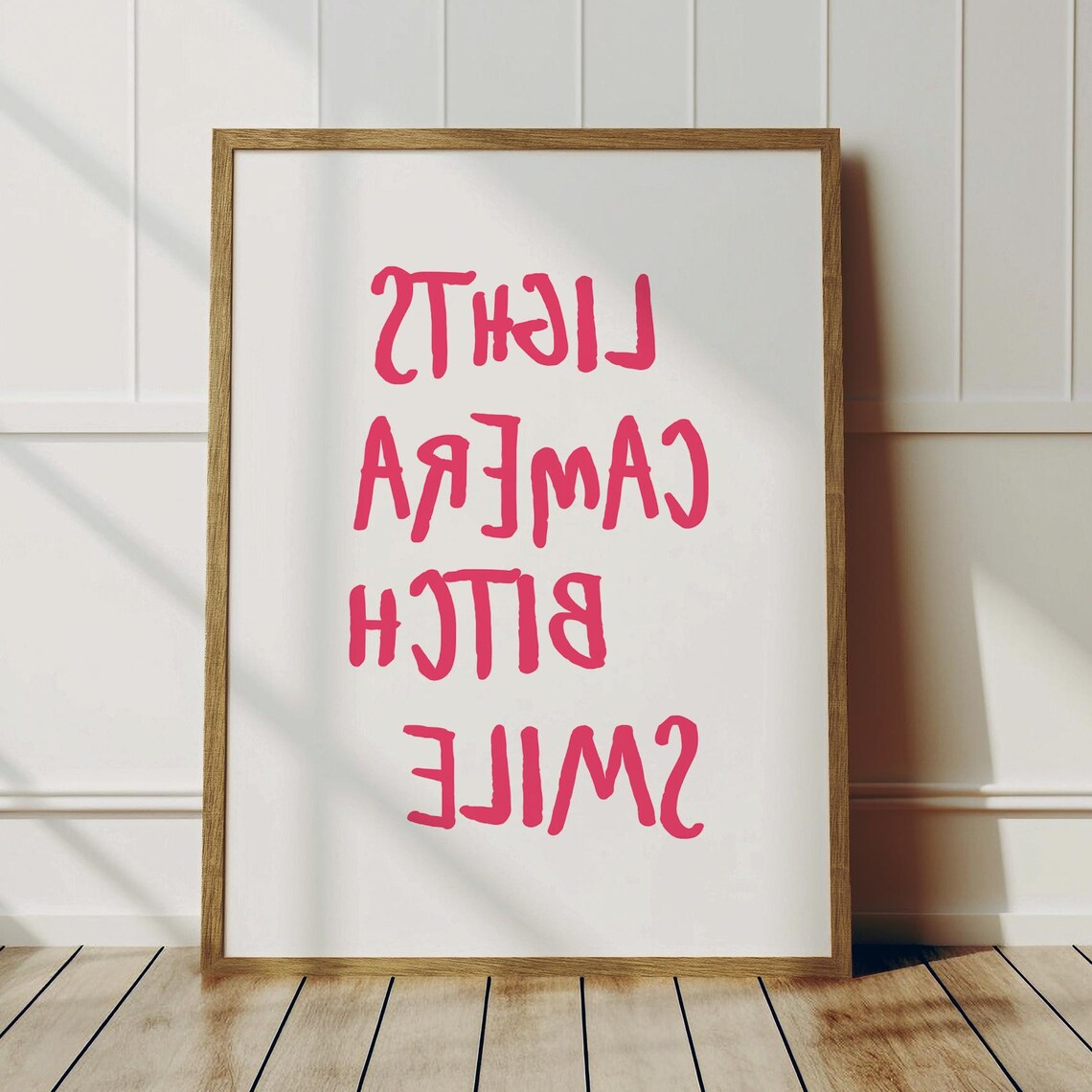 Lights Camera Smile, Typography Art Print