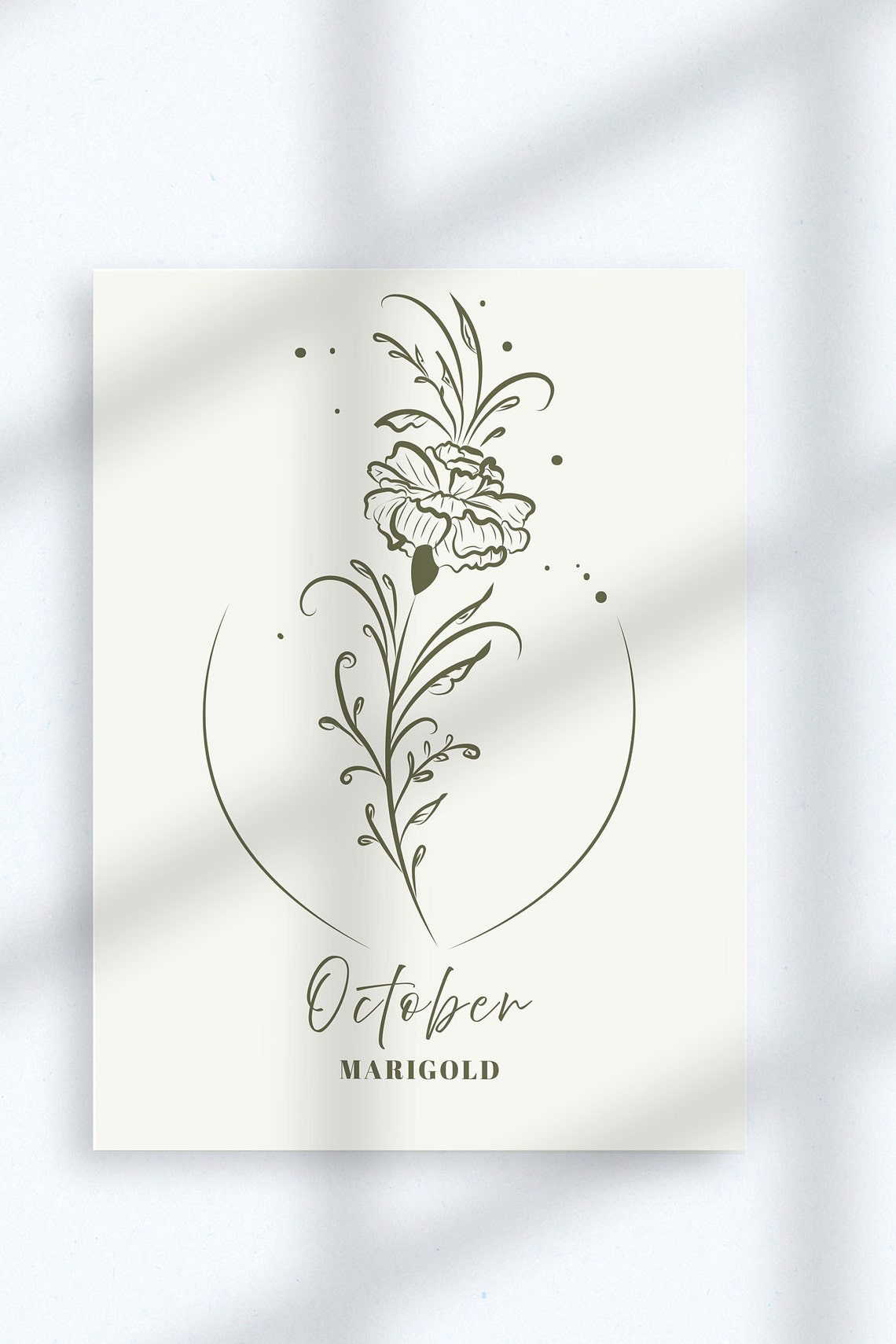 October Marigold Birth Flower Elegant Minimalist Botanical Poster - Image 2