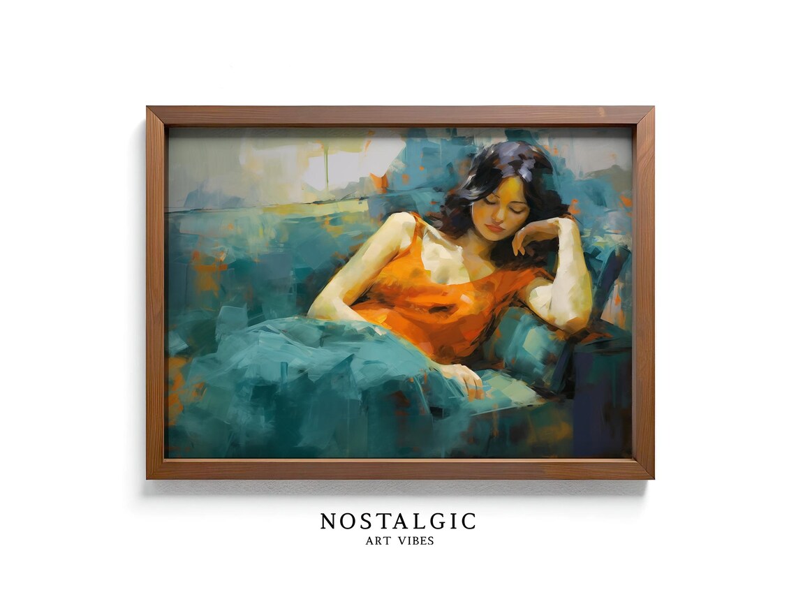Dreamy Woman In Orange, Impressionist Portrait