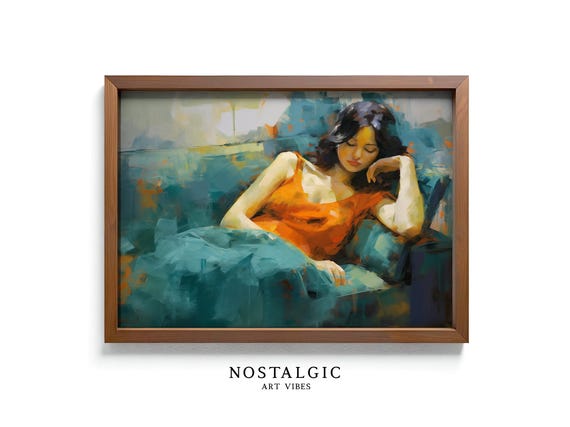 Dreamy Woman In Orange, Impressionist Portrait