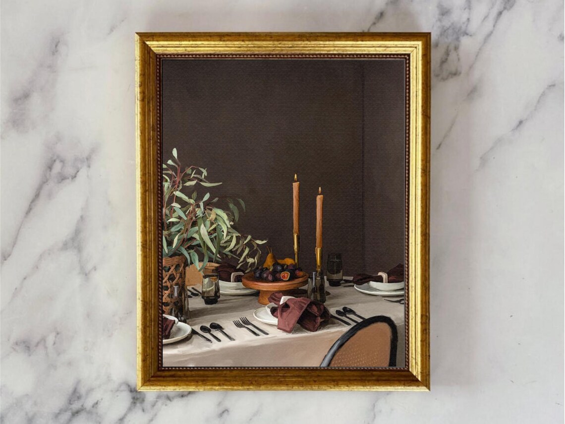 Still Life With Figs, Moody Rustic Tablescape Art