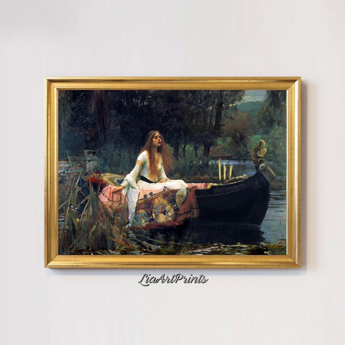 The Lady of Shalott John Waterhouse Woman in Boat Romantic Poster - Image 2