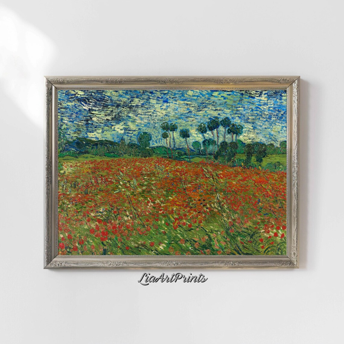 Van Gogh Poppy Field Vibrant Impressionist Landscape Red Flower Meadow Wall Art - Image 4