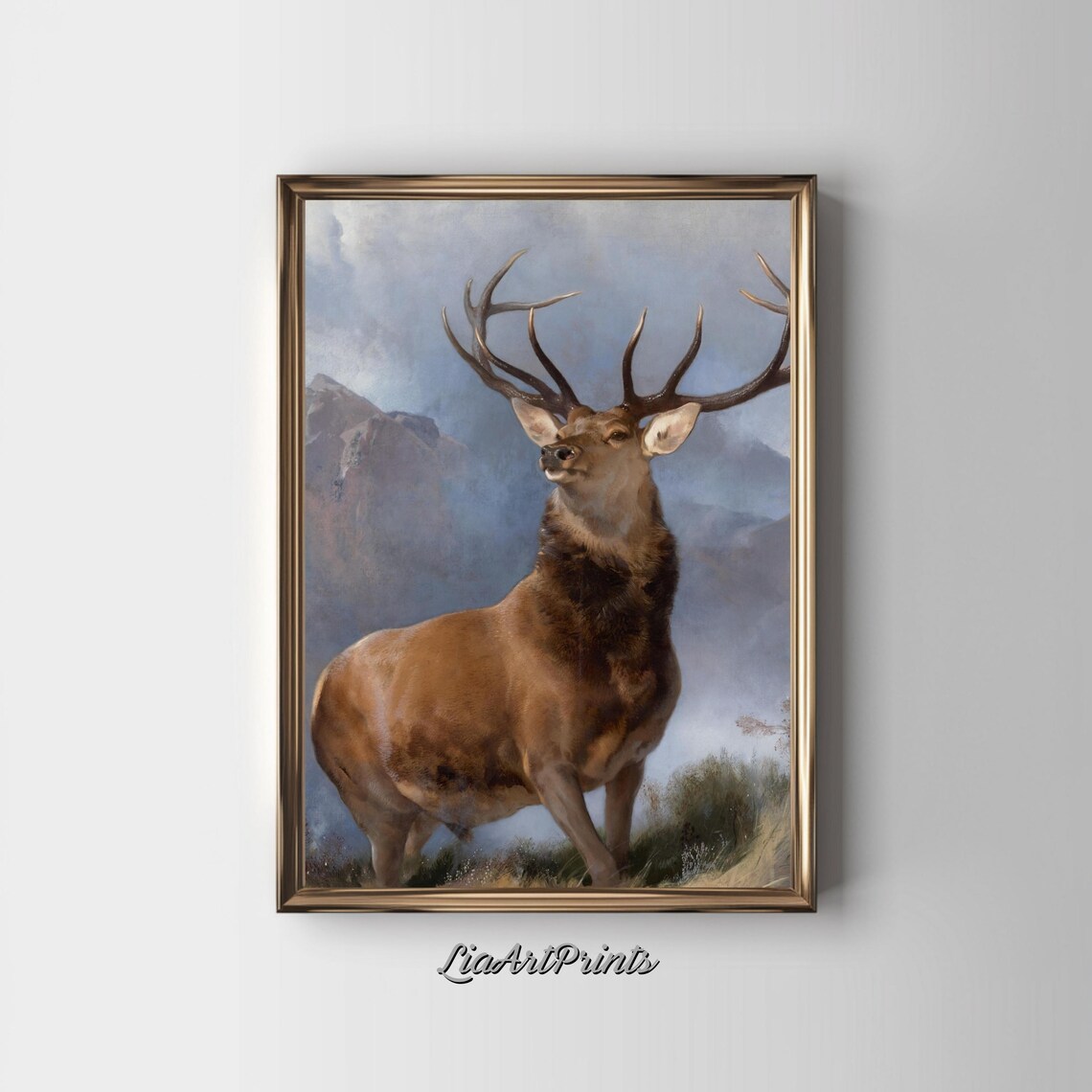 Landseer Monarch Of The Glen Stag Misty Scottish Highlands Wildlife Poster - Image 3