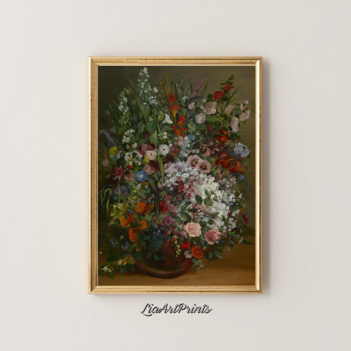 Lush Vintage Floral Bouquet Still Life with Roses and Lilies Poster - Image 4