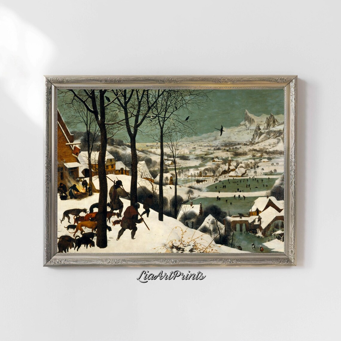 Pieter Bruegel Hunters in the Snow Winter Landscape Masterpiece Poster - Image 4