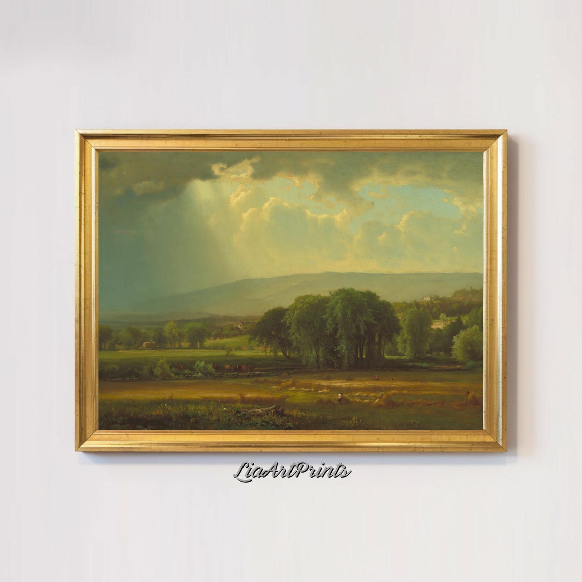 Vintage Countryside Wall Art Sunlit Landscape Rustic Decor Nature Inspired Home Art - Image 2