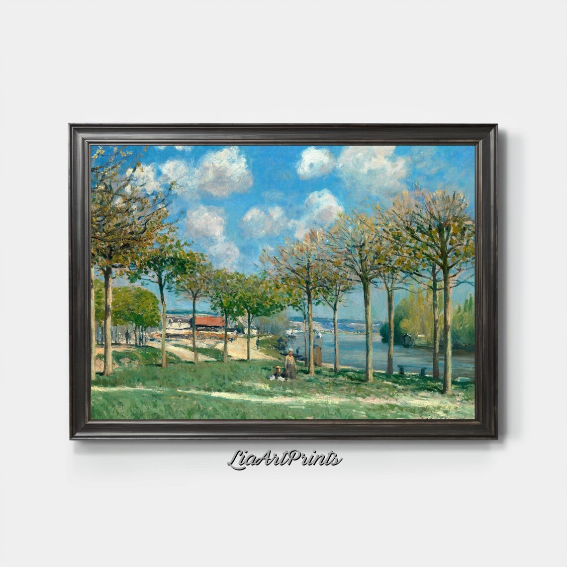 Sunny Riverside Stroll Impressionist Landscape - Image 4