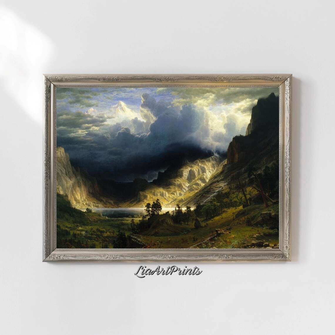 Dramatic Mountain Valley Landscape Wall Art Stormy Sky And Lush Green Hills Artwork For Home Decor - Image 4