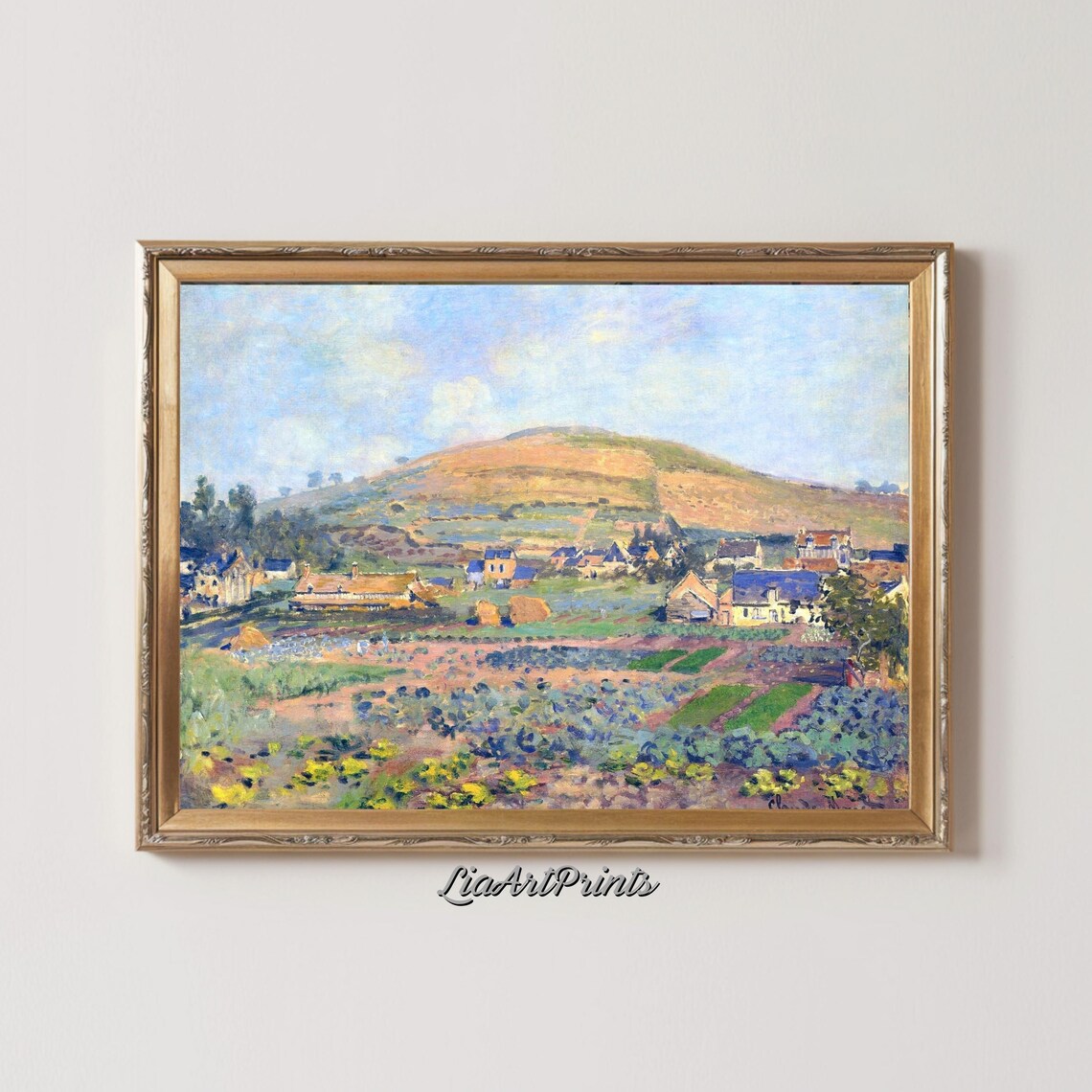 Impressionist Village Houses Hillside Summer Fields Country Poster - Image 2