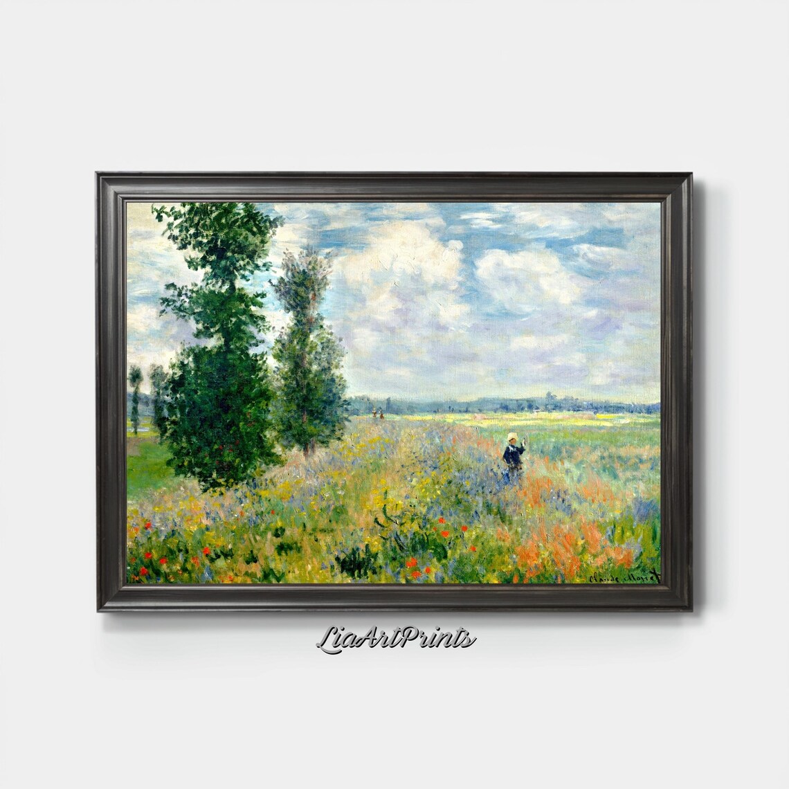 Tranquil Wildflower Meadow, Monet-Inspired Landscape Art - Image 4