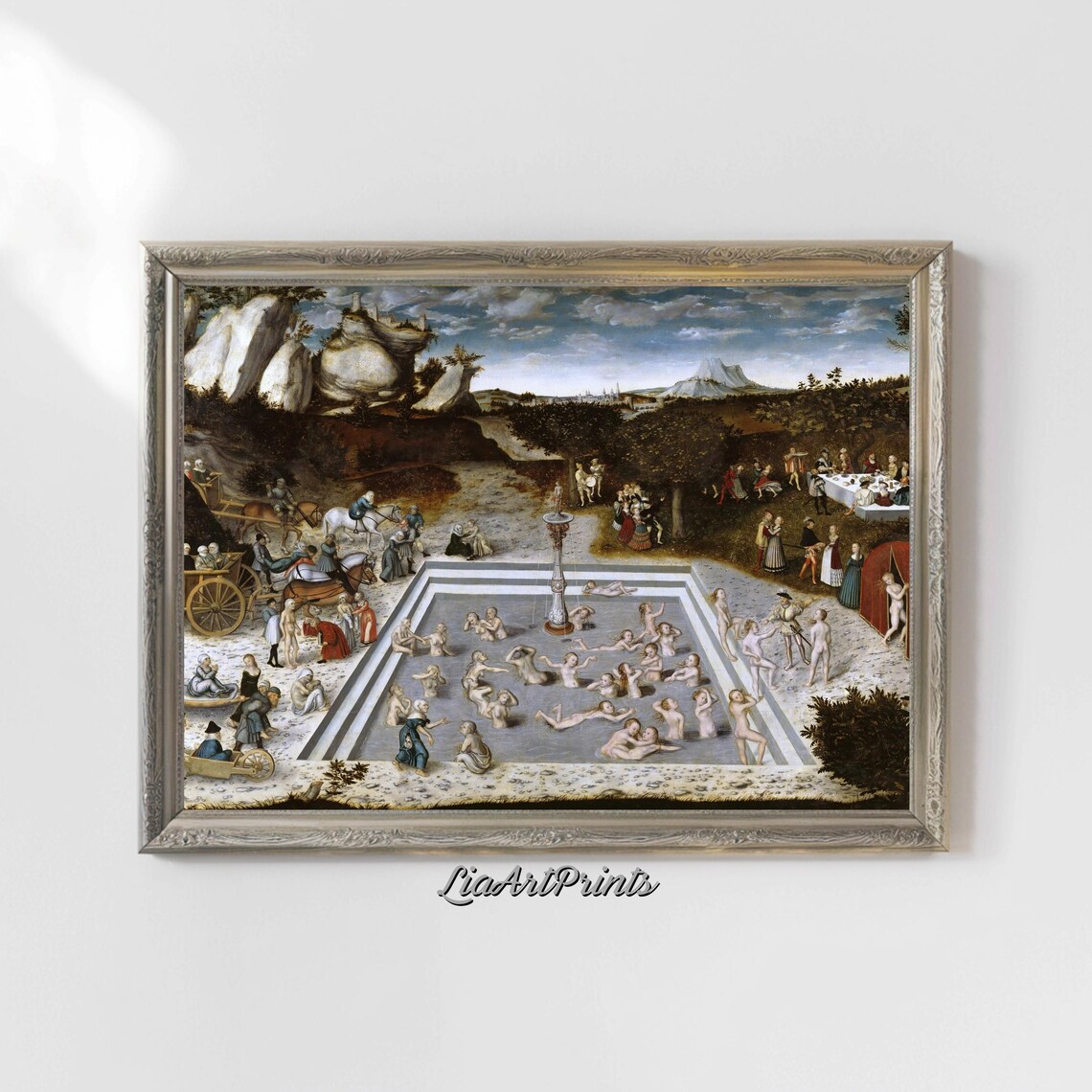 Lucas Cranach Fountain Of Youth Bathers Vintage Renaissance Poster - Image 4