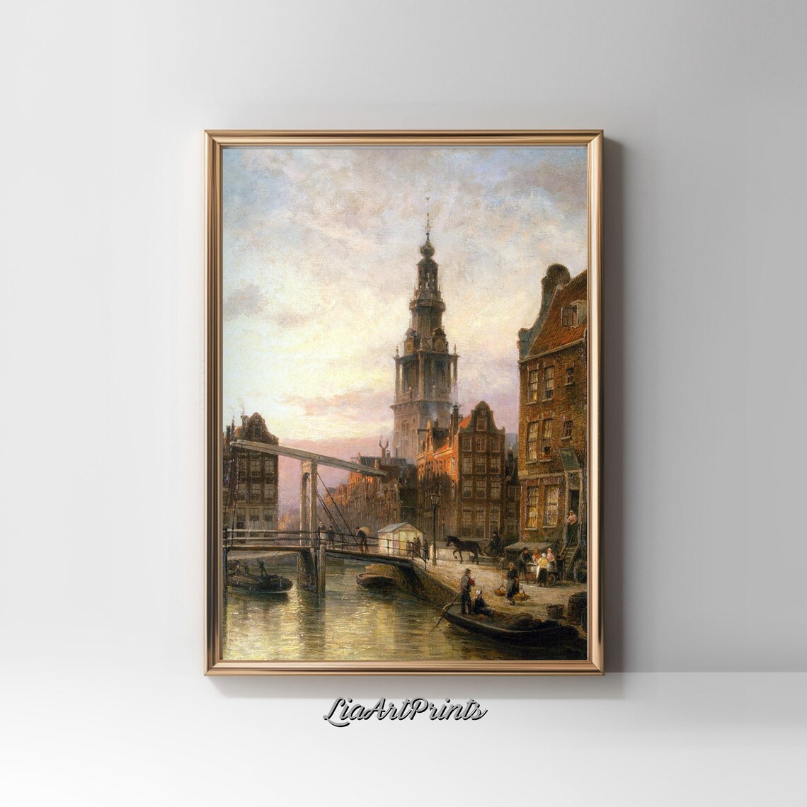 Amsterdam Canal with Montelbaanstoren Tower and Drawbridge Poster - Image 2