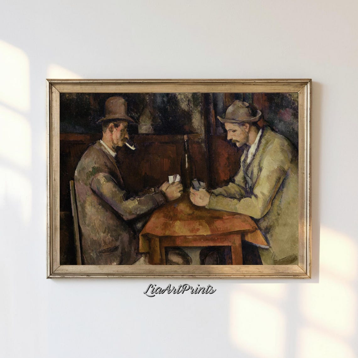 Paul Cezanne The Card Players Two Men Pipe Smoke Table Poster