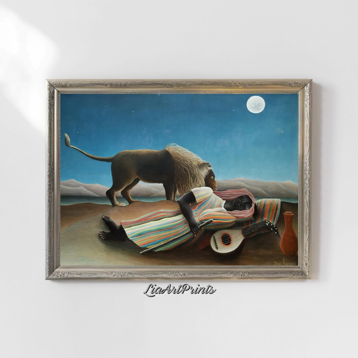 Henri Rousseau Sleeping Gypsy Lion Full Moon Desert Naive Folk Poster - Image 5