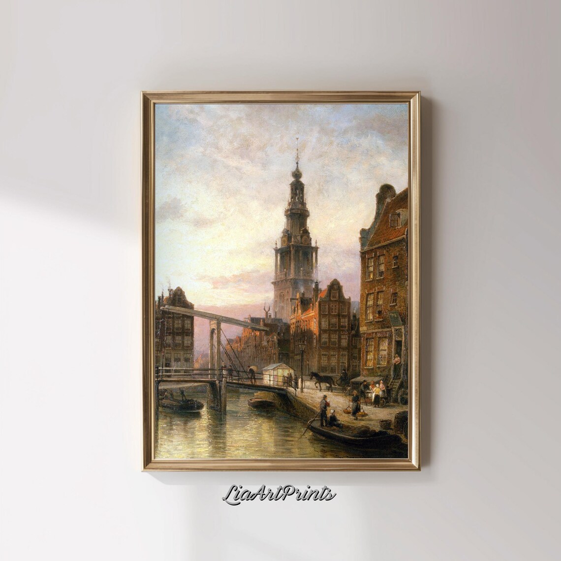 Amsterdam Canal with Montelbaanstoren Tower and Drawbridge Poster - Image 3