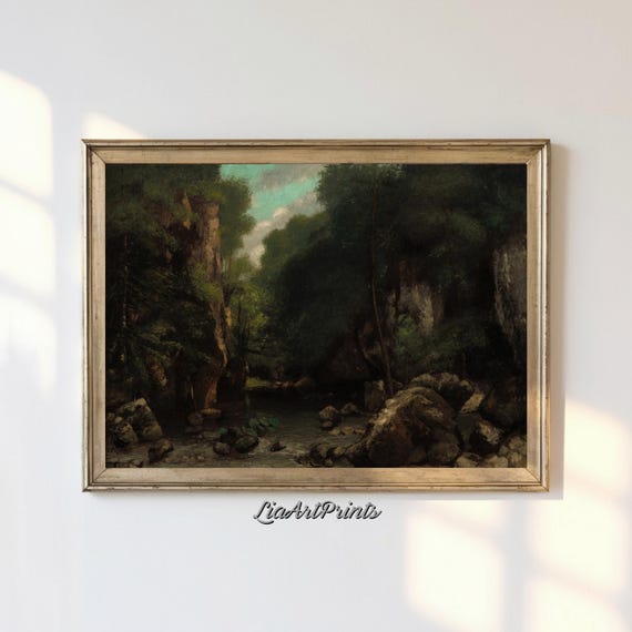 Antique Rustic Muted Landscape Painting Vintage Neutral Wall Art Antique Landscape Art Wall Art