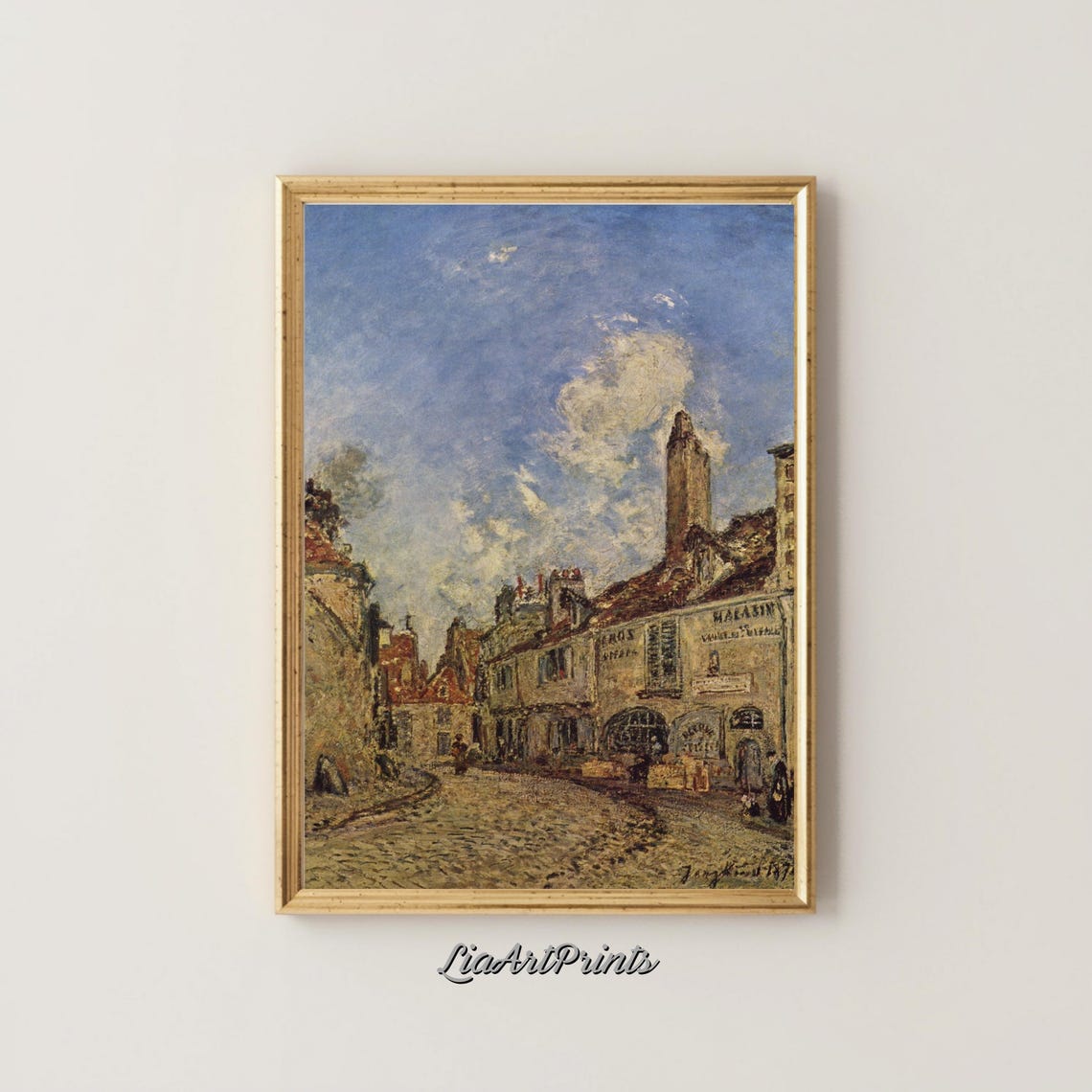 Charming Village Street Art Vintage Townscape Rustic Wall Decor - Image 4