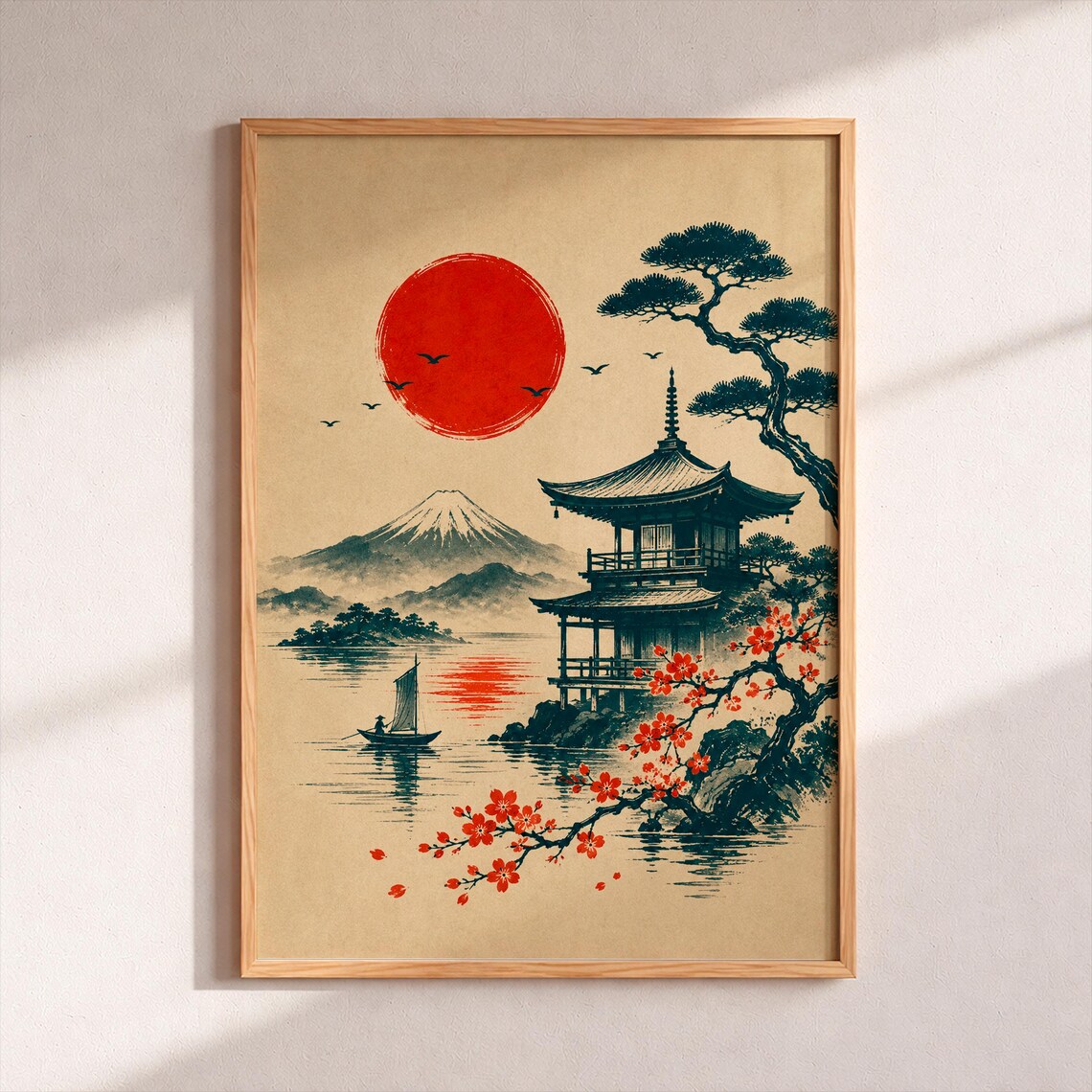Japan Landscape Vintage Ukiyoe Poster, Mount Fuji