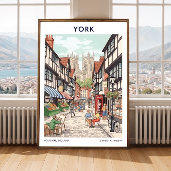 York Cathedral Vintage Travel Poster British Cityscape Art Print