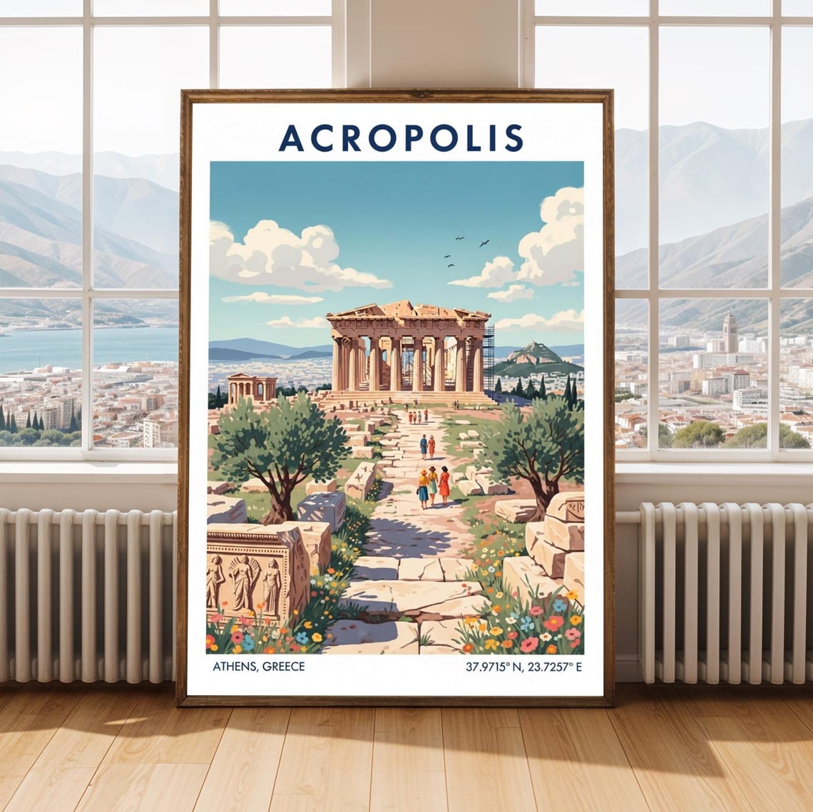 Acropolis Athens Greece Parthenon Ancient Landmark Travel Poster