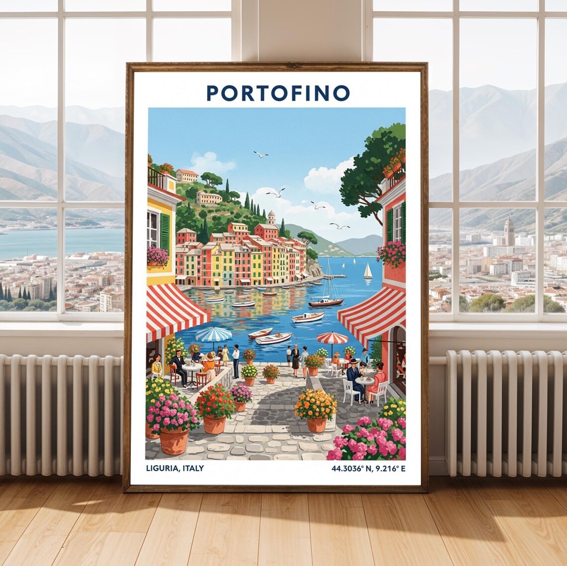 Portofino Harbor Vintage Italian Riviera Travel Poster