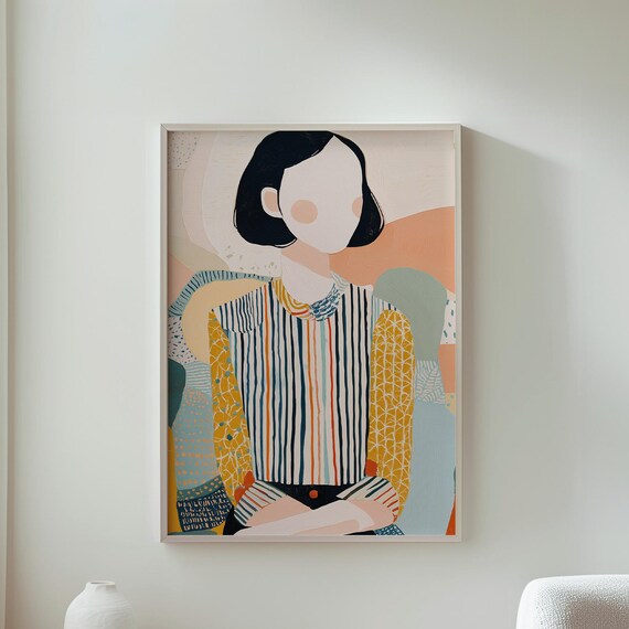 Minimalist Faceless Woman Portrait Abstract Modern Art Poster
