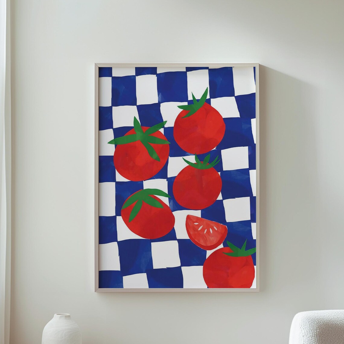 Playful Red Tomato Illustration Retro Kitchen Art