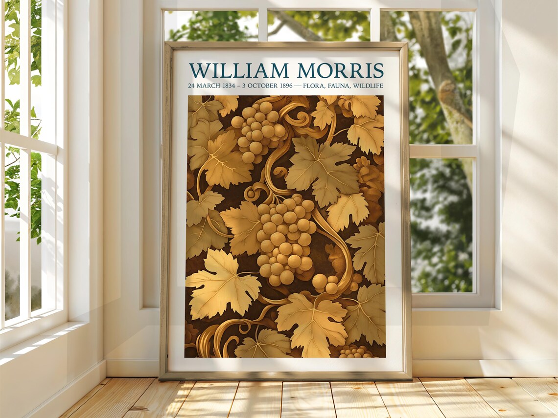 William Morris Style Autumn Leaves Art Print, Floral