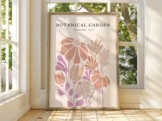 Botanical Garden Poster Exhibition Gallery Print Flower Market Wall Art Floral Pastel Flowers Botanic
