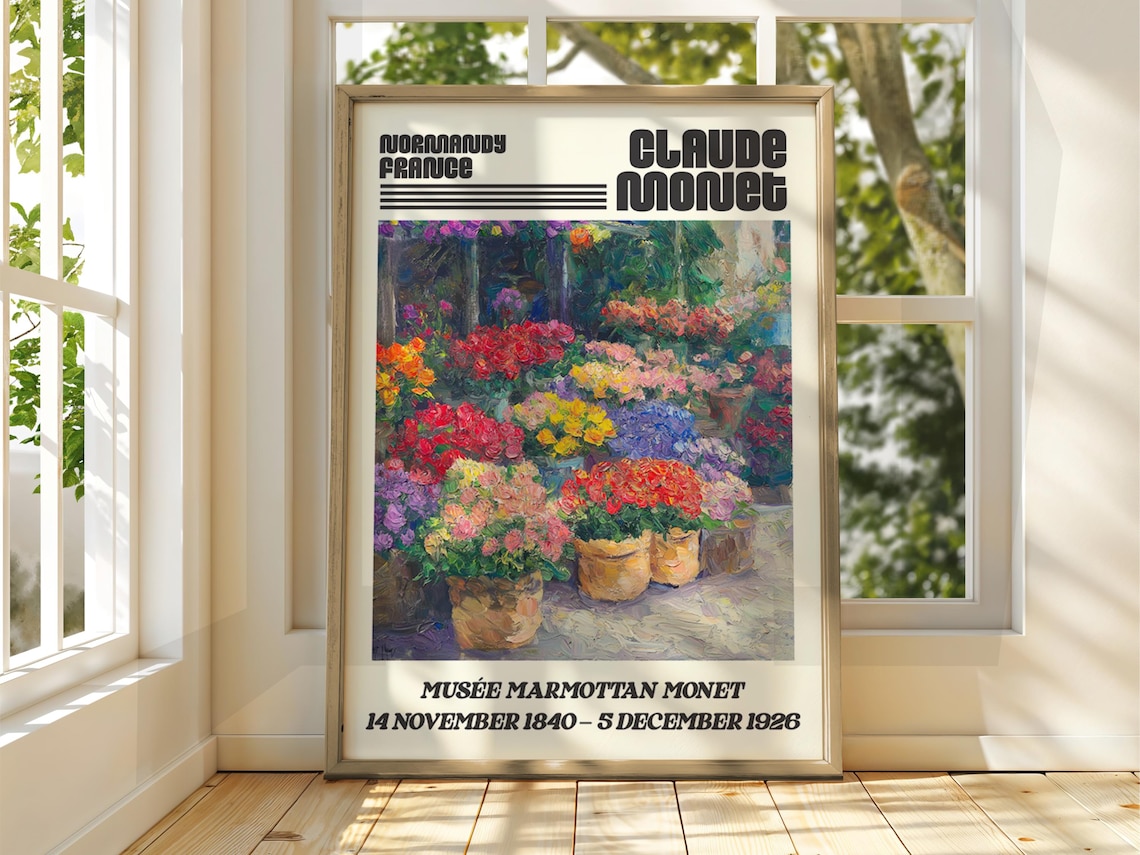 Claude Monet Flower Baskets Vibrant Bloom Market Impressionist Art Poster