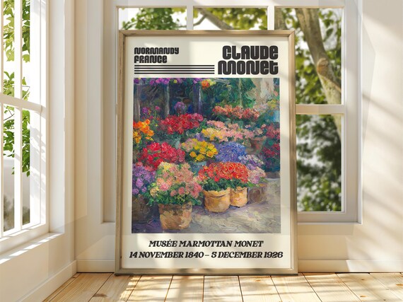 Claude Monet Flower Baskets Vibrant Bloom Market Impressionist Art Poster