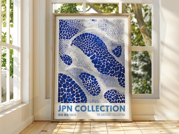 Blue Dots Poster Dot Art Exhibition Japanese Gallery Print Bright Abstract Japan