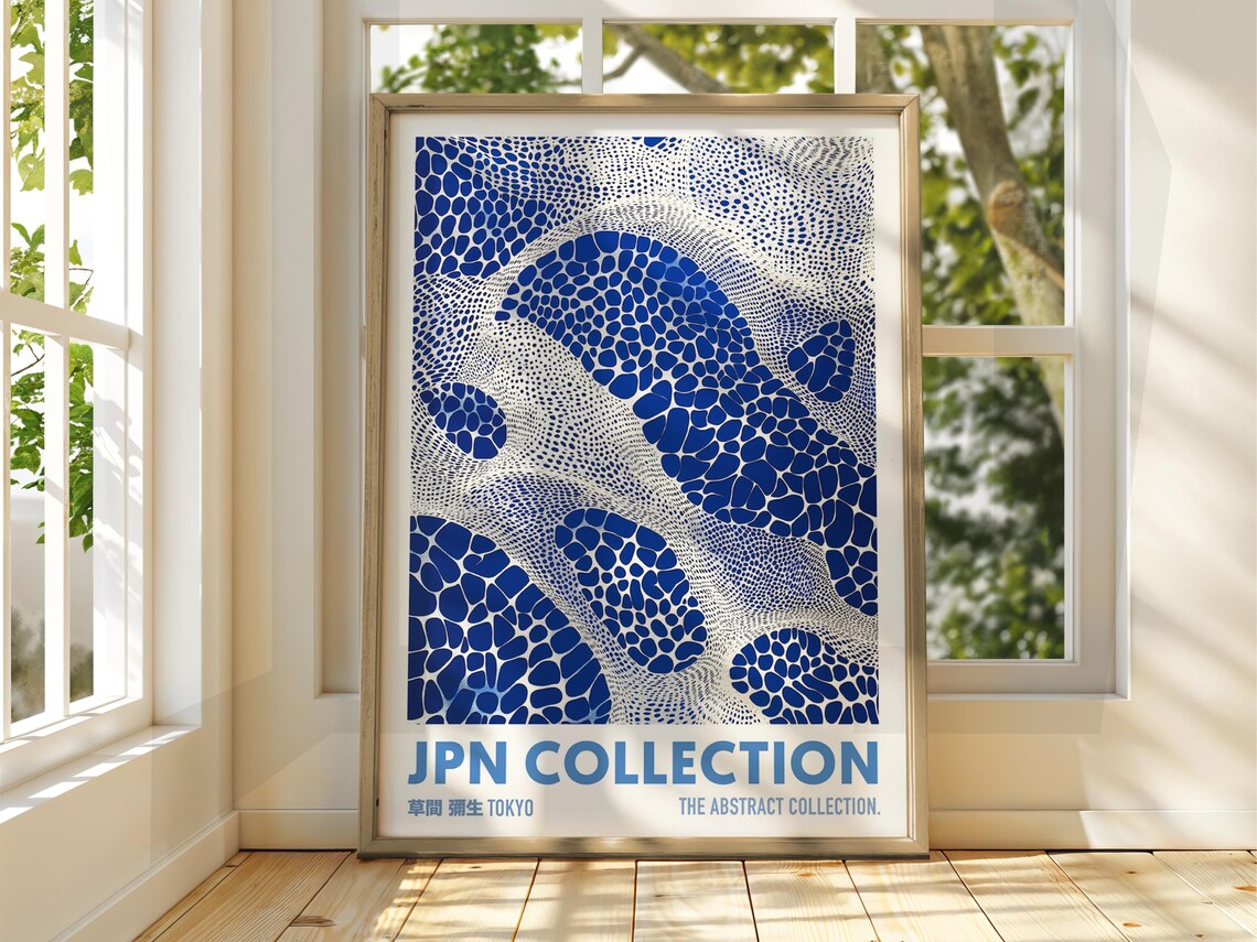 Blue Dots Poster Dot Art Exhibition Japanese Gallery Print Bright Abstract Japan