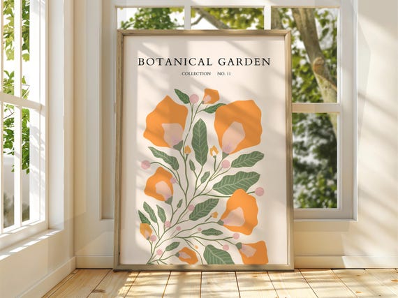 Botanical Garden Poster Exhibition Gallery Print Flower Market Wall Art Floral Pastel Flowers Botanic