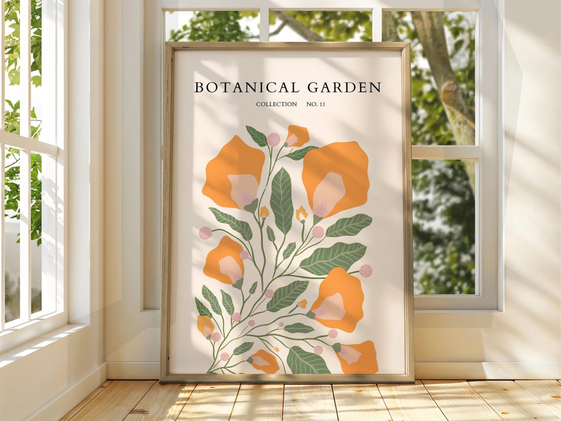 Botanical Garden Collection No 11 Orange Poppy Flower Wall Art