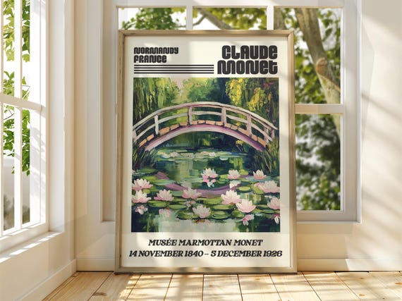 Claude Monet Poster Watercolour Art Print Vintage French Home Decor Famous Impressionism Gallery
