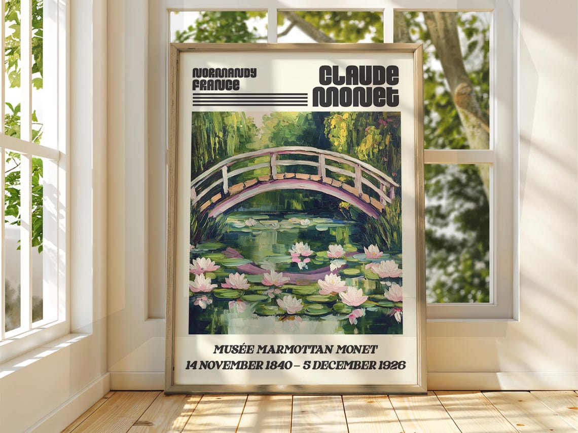 Claude Monet Japanese Bridge Water Lilies Pond Exhibition Poster