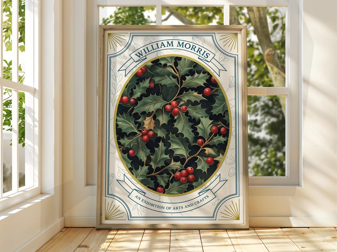 William Morris Holly Berries Botanical Exhibition Gallery Poster