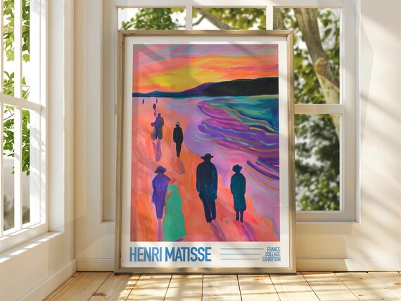 Henri Matisse Beach Sunset Figures Pink Sky Coastal Art Poster