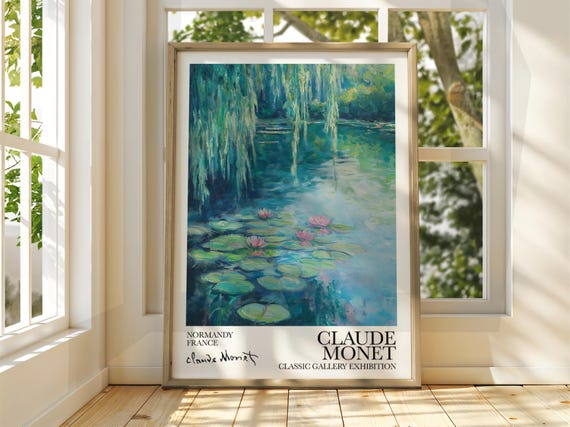 Claude Monet Poster Watercolour Art Print Vintage French Home Decor Famous Impressionism Gallery