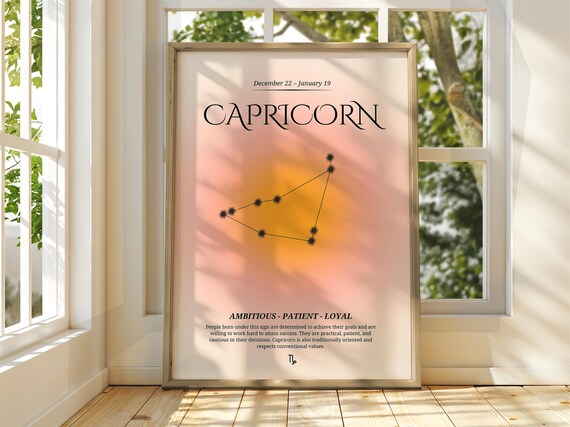 Capricorn Poster Star Sign Wall Art Astrology Spiritual Zodiac Gift For