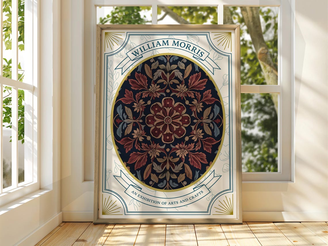 William Morris Rust Floral Medallion Exhibition Gallery Poster