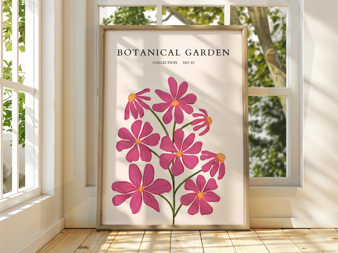 Botanical Garden Collection No.93 Magenta Daisy Floral Art Print